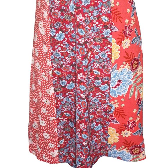 Bar III Sweetheart Neckline Brick Orange/Multi Floral Patchwork Mini Dress, M - Picture 4 of 14